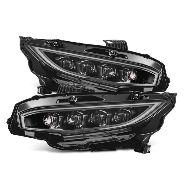 16-21 Honda Civic NOVA-Series LED Projector Headlights Black | AlphaRex
