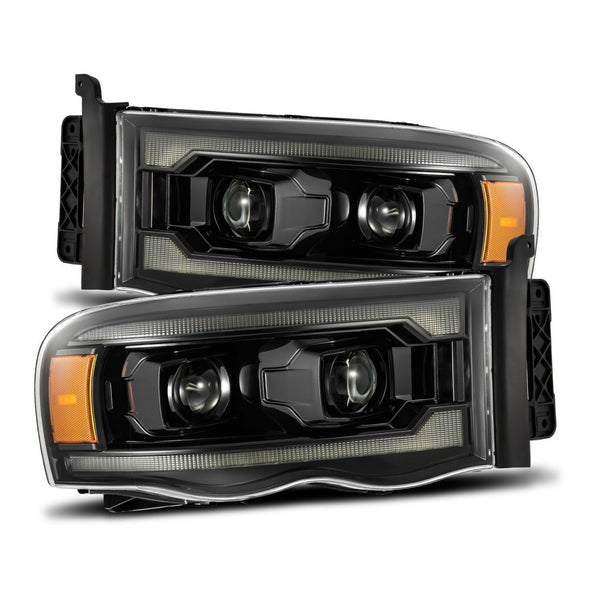 02-05 Dodge Ram PRO-Series Halogen Projector Headlights Alpha-Black | AlphaRex