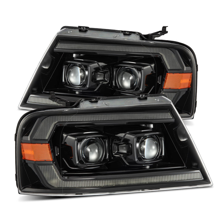 04-08 Ford F150 / 06-08 Lincoln Mark LT PRO-Series Halogen Projector Headlights Alpha-Black | AlphaRex