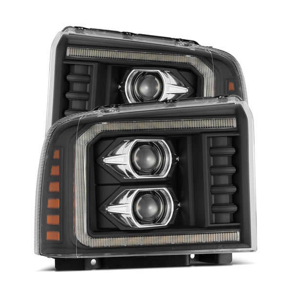 05-07 Ford Super Duty/Excursion LUXX-Series LED Projector Headlights Black | AlphaRex