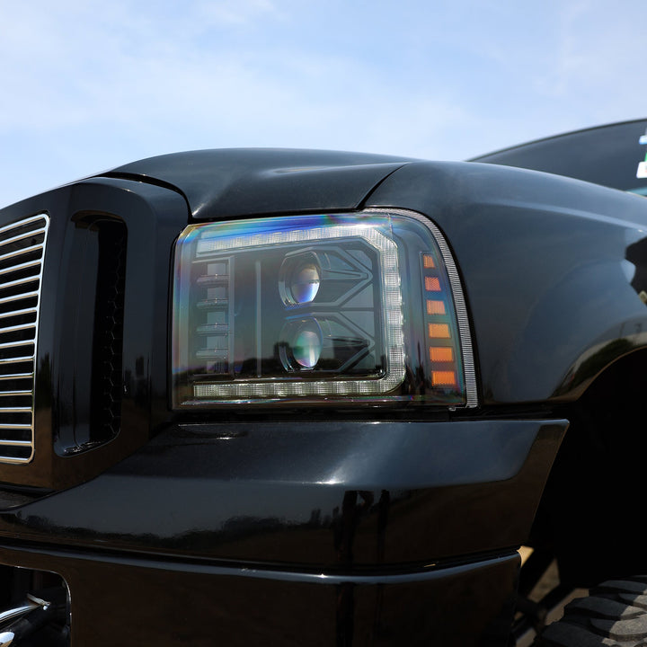 05-07 Ford Super Duty/Excursion PRO-Series Halogen Projector Headlights Alpha-Black | AlphaRex