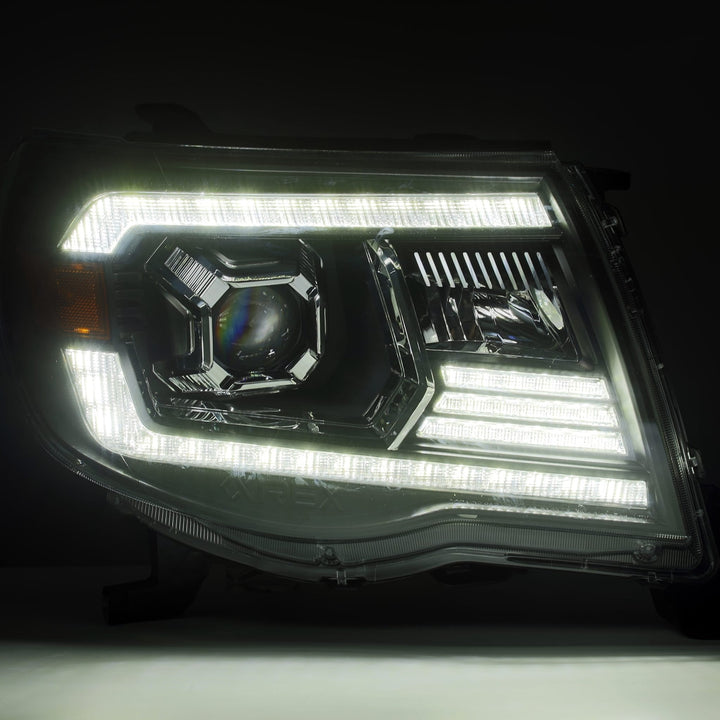 05-11 Toyota Tacoma LUXX-Series LED Projector Headlights Alpha-Black | AlphaRex