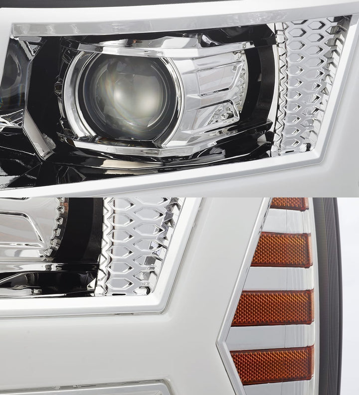 07-13 Chevrolet Silverado LUXX-Series LED Projector Headlights Chrome | AlphaRex