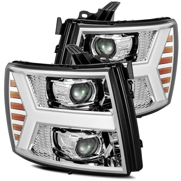 07-13 Chevrolet Silverado LUXX-Series LED Projector Headlights Chrome | AlphaRex