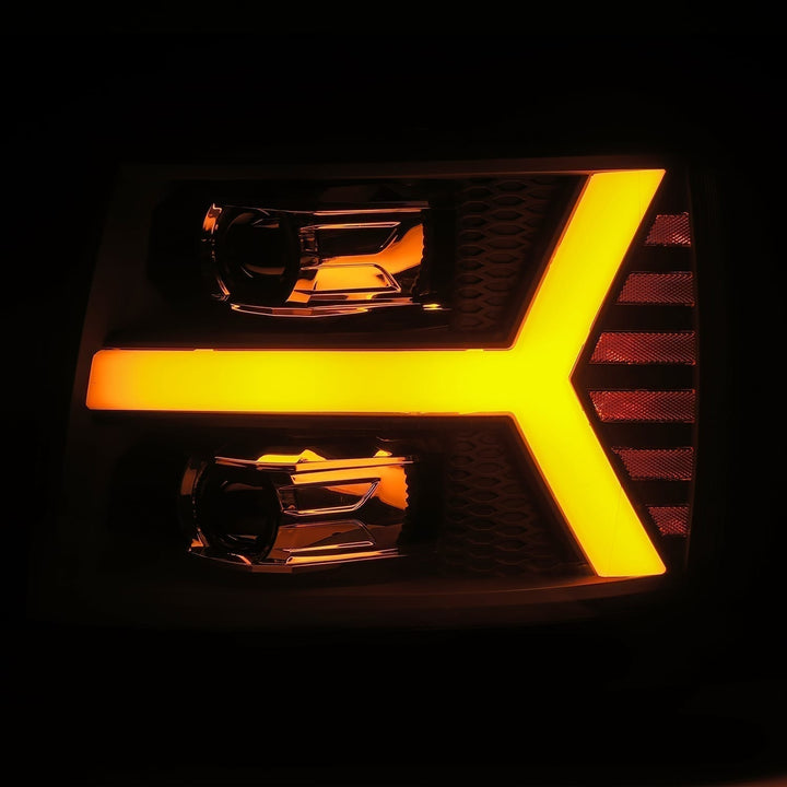 07-13 Chevrolet Silverado LUXX-Series LED Projector Headlights Jet Black | AlphaRex