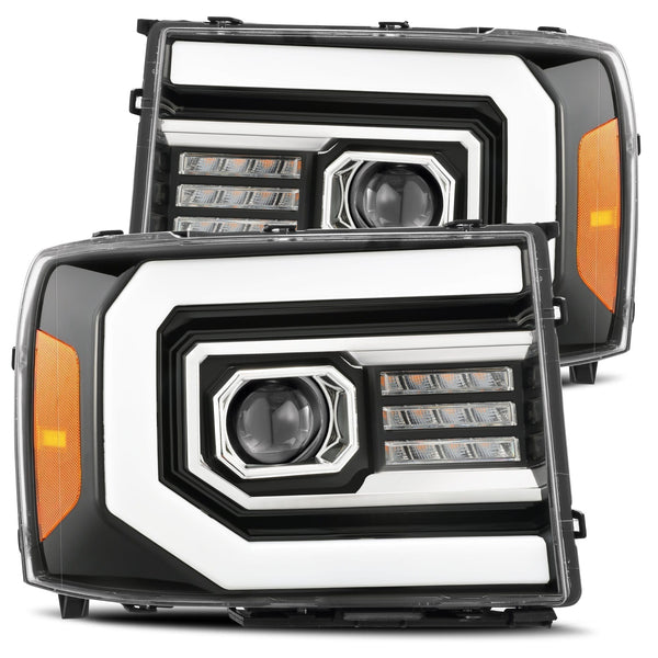 07-13 GMC Sierra LUXX-Series LED Projector Headlights Jet Black | AlphaRex