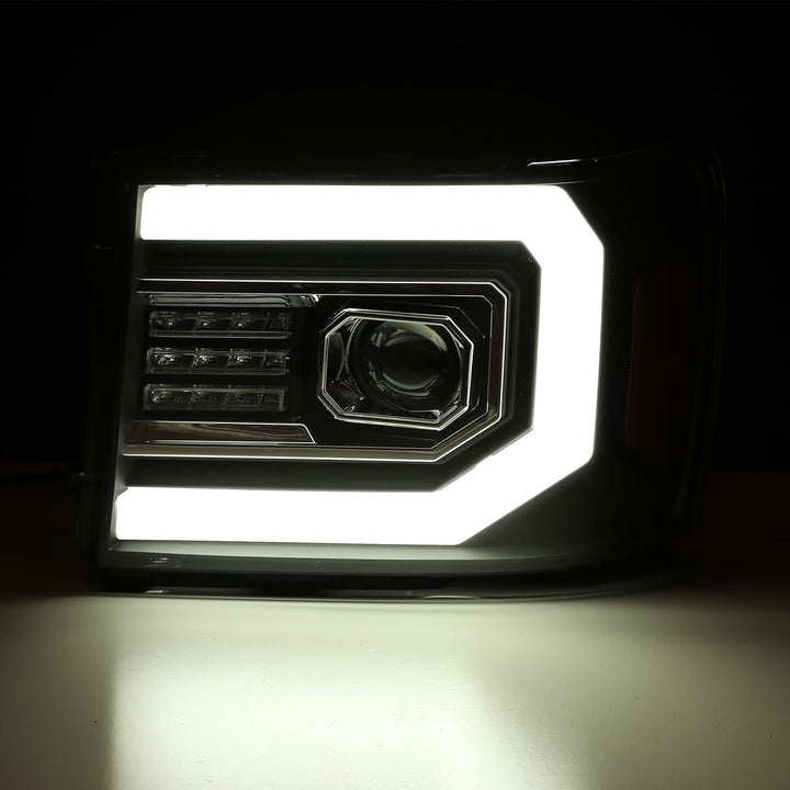 07-13 GMC Sierra PRO-Series Halogen Projector Headlights Black | AlphaRex