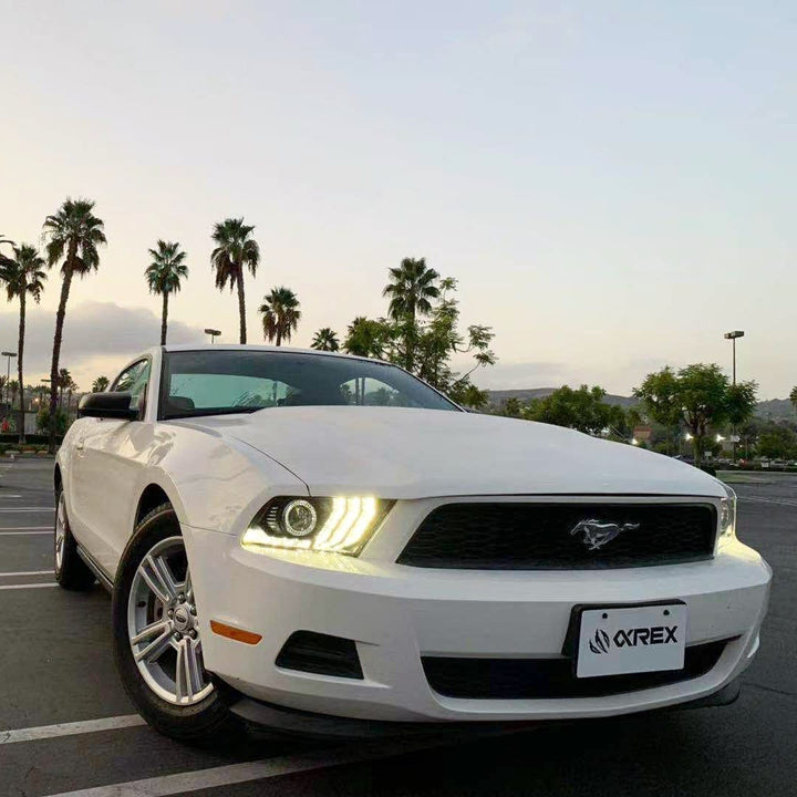10-12 Ford Mustang LUXX-Series LED Projector Headlights Alpha-Black | AlphaRex