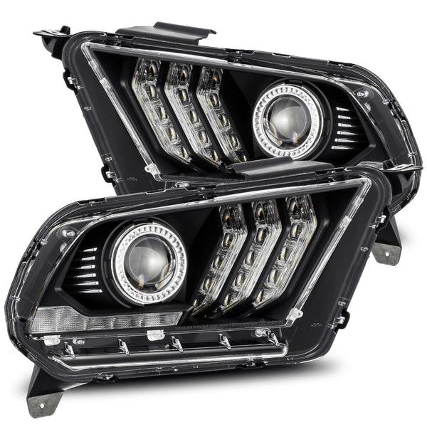 10-12 Ford Mustang LUXX-Series LED Projector Headlights Black | AlphaRex