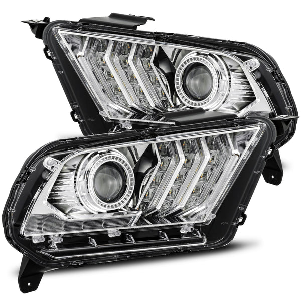 10-12 Ford Mustang LUXX-Series LED Projector Headlights Chrome | AlphaRex