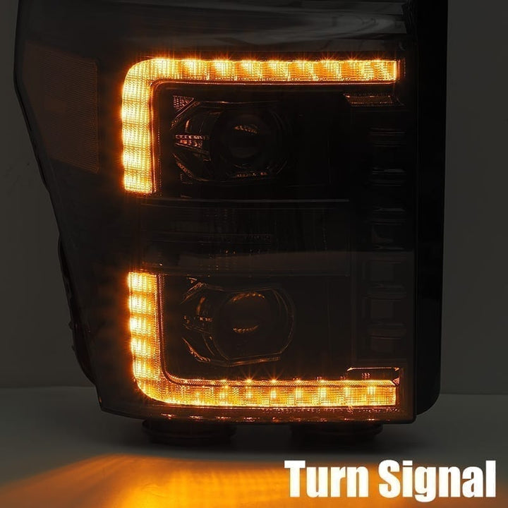 11-16 Ford Super Duty LUXX-Series LED Projector Headlights Black | AlphaRex