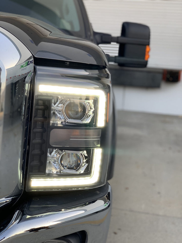 11-16 Ford Super Duty LUXX-Series LED Projector Headlights Chrome | AlphaRex
