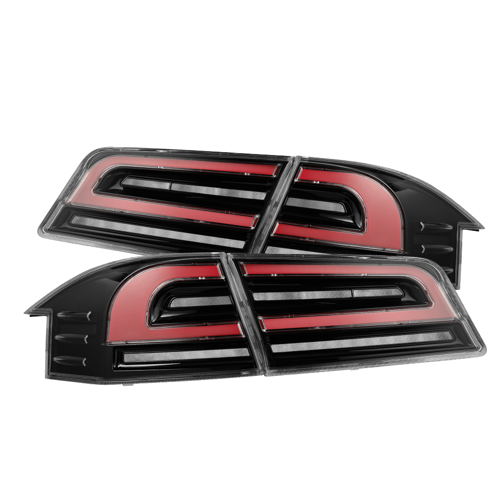12-21 Tesla Model S LUXX-Series LED Tail Lights Black-Red (With Black ...