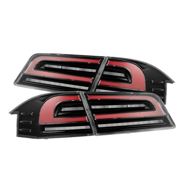 AlphaRex | 12-21 Tesla Model S LUXX-Series LED Tail Lights Black Red (With Black Trunk Center Piece Replacement)