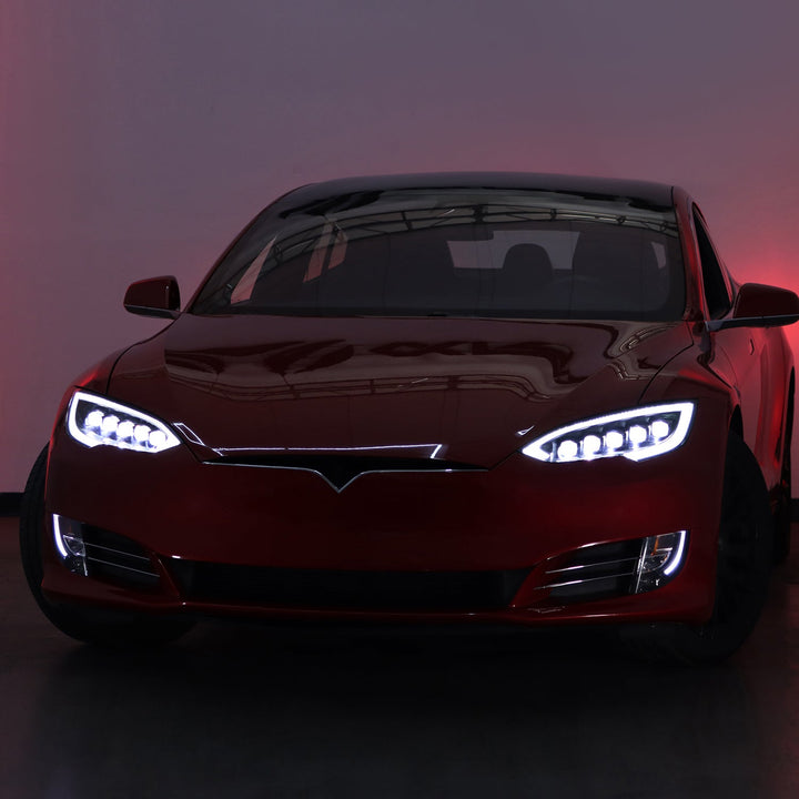 12-21 Tesla Model S NOVA-Series LED Projector Headlights Black | AlphaRex
