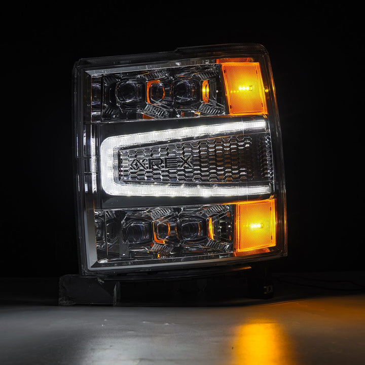 14-15 Chevrolet Silverado NOVA-Series LED Projector Headlights Chrome | AlphaRex