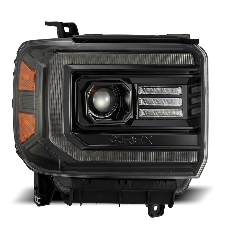 14-18 GMC Sierra LUXX-Series LED Projector Headlights Alpha-Black | AlphaRex
