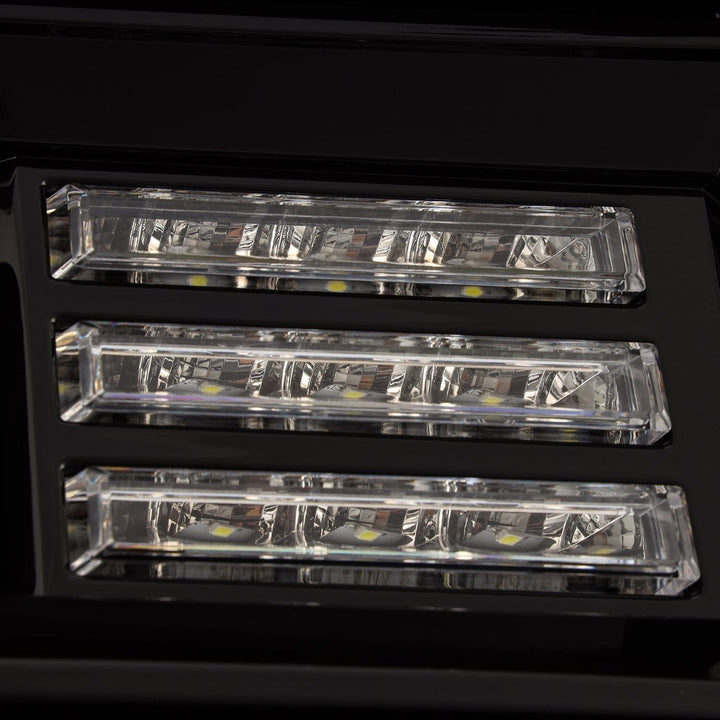 14-18 GMC Sierra LUXX-Series LED Projector Headlights Alpha-Black | AlphaRex