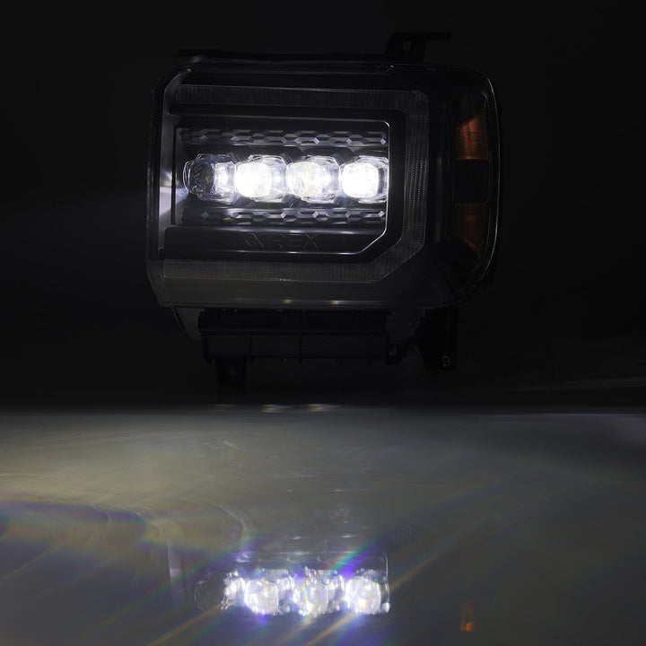 14-18 GMC Sierra NOVA-Series LED Projector Headlights Black | AlphaRex