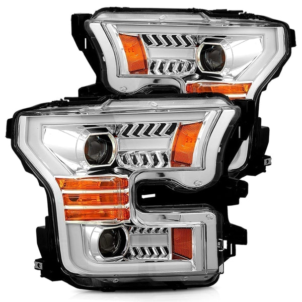 15-17 Ford F150 PRO-Series Halogen Projector Headlights Chrome | AlphaRex