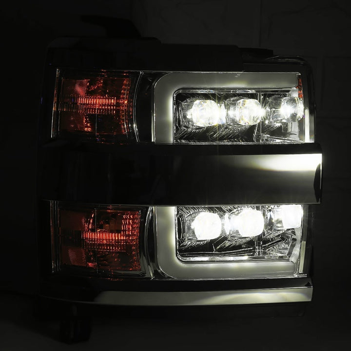 15-19 Chevrolet Silverado 2500HD/3500HD MK II NOVA-Series LED Projector Headlights Chrome | AlphaRex