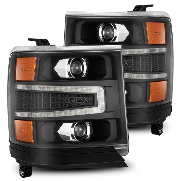 16-18 Chevrolet Silverado 1500 LUXX-Series LED Projector Headlights Black | AlphaRex