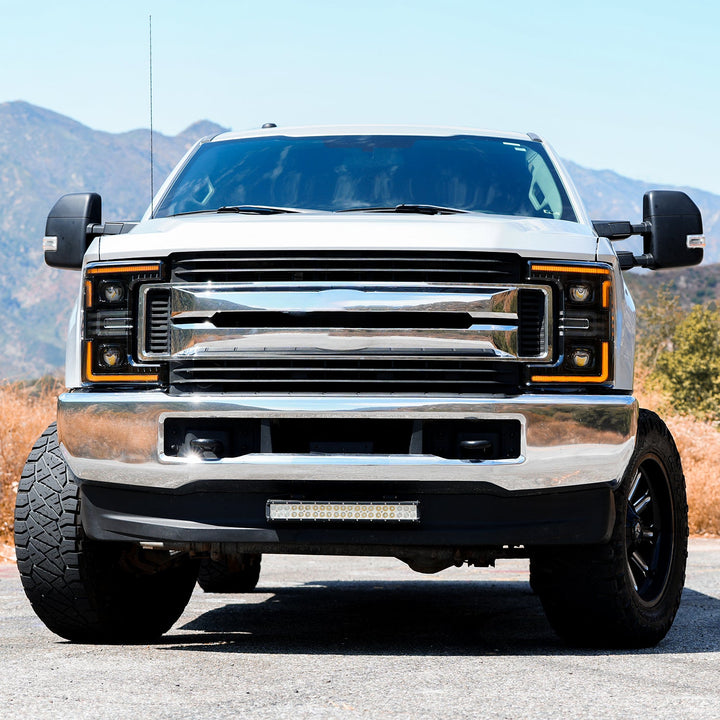 17-19 Ford Super Duty MKII LUXX-Series LED Projector Headlights Alpha-Black | AlphaRex