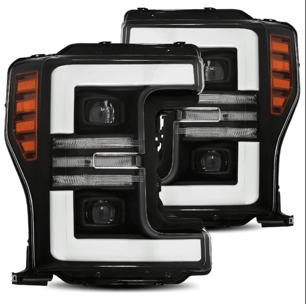 17-19 Ford Super Duty PRO-Series Halogen Projector Headlights Black | AlphaRex