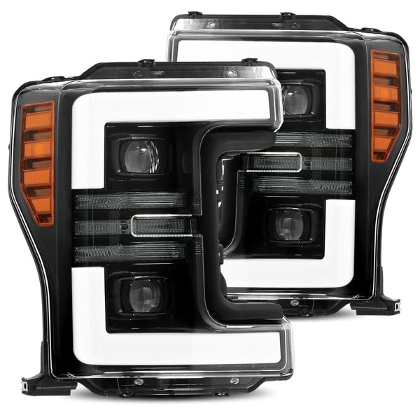 17-19 Ford Super Duty PRO-Series Halogen Projector Headlights Jet Black | AlphaRex