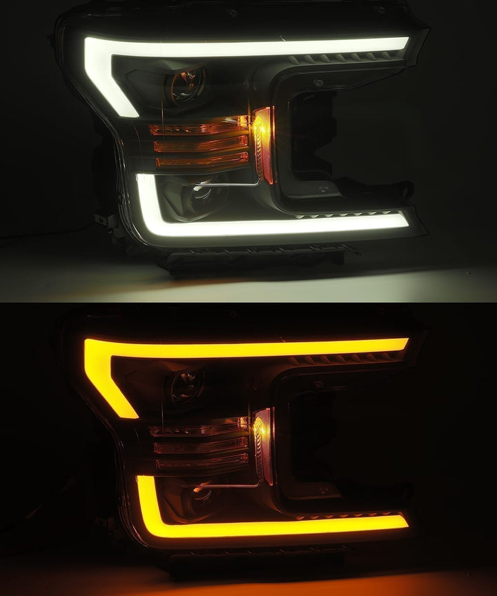 18-20 Ford F150 LUXX-Series LED Projector Headlights Jet Black | AlphaRex
