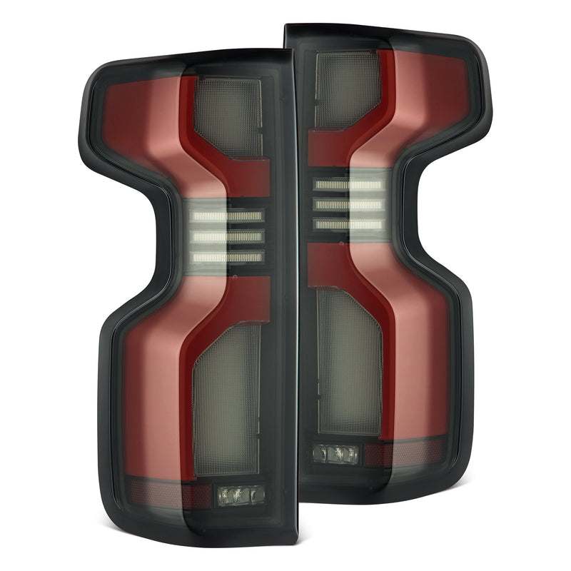 AlphaRex LUXX-Series LED Tail Lights - Black-Red for 2019-2026 Chevrolet Silverado 1500 (5.3L V8, 6.2L V8, 2.7L Turbo I4)