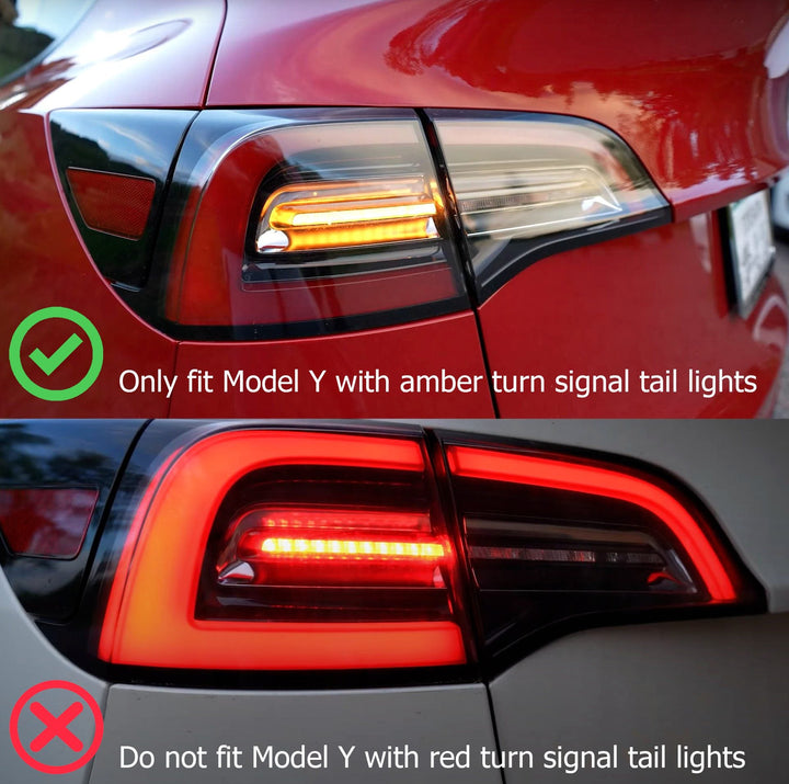 20-24 Tesla Model Y (With Stock Amber Turn Signal) PRO-Series LED Tail Lights Jet Black | AlphaRex