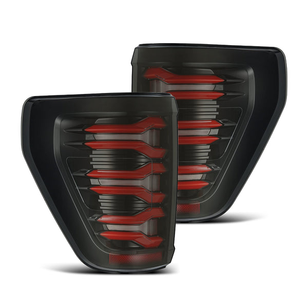 21-23 Ford F150 LUXX-Series LED Tail Lights Black-Red | AlphaRex
