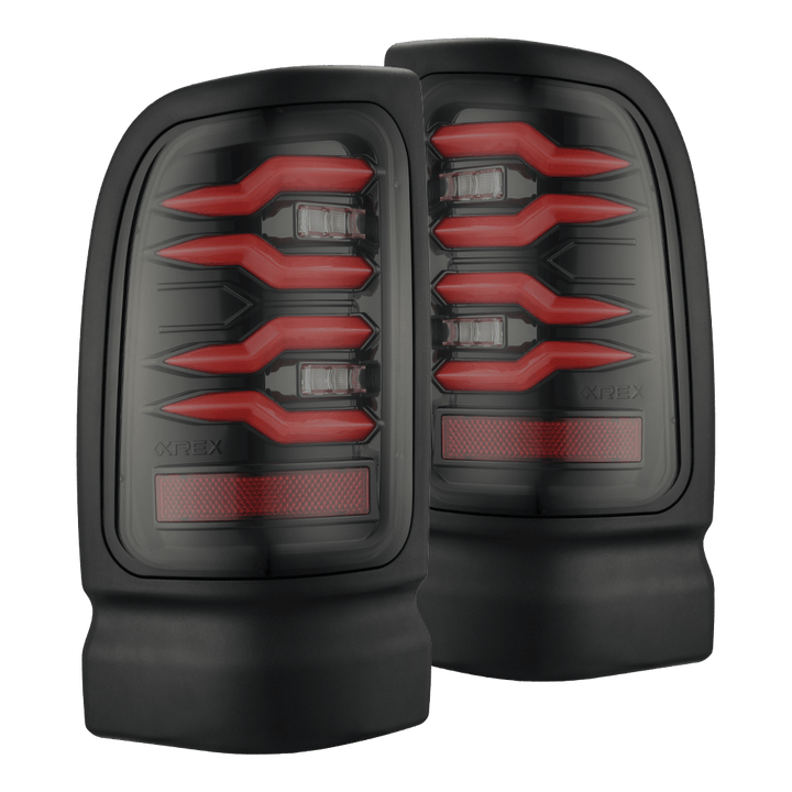 94-01 Dodge Ram 1500/94-02 Ram 2500/3500 LUXX-Series LED Tail Lights Black Red | AlphaRex