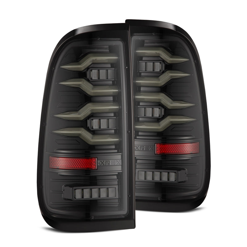 AlphaRex LUXX-Series LED Tail Lights, Alpha-Black [658001 / RTL-FD08-SA-YS-LB] for 2008-2016 Ford F-250/F-350 Super Duty (6.4L Power Stroke V8, 6.7L Power Stroke V8 (2011-2014 calibration), 6.7L Power Stroke V8 (2015 update))