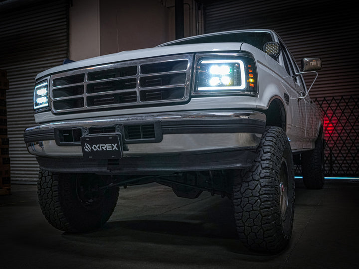 92-96 Ford F-Series/Bronco NOVA-Series LED Projector Headlights Black | AlphaRex